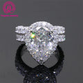 Jewelry Ring Set 12x16mm Big Pear Shape Moissanite Eternity Ringhip Hop Solid 14kt Gold Moissanite Ring for Wedding Engagement MegaBDM