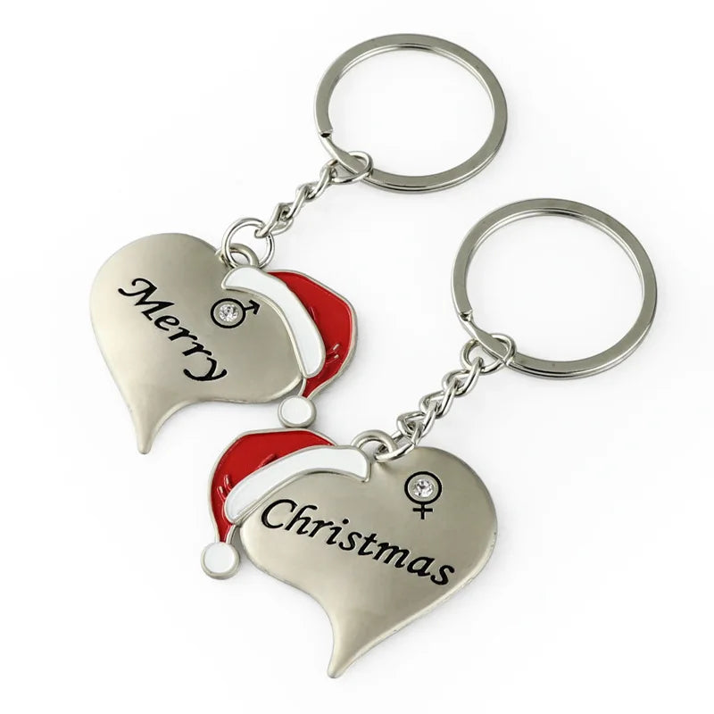 Wholesale Creative Christmas Keychain Couple Keychain Christmas Hat Alloy Car Keychain