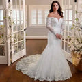 Luxury Wedding Gowns Elegant Long Sleeve Long Train Backless Mermaid Wedding Dresses New Style Bridal Gowns