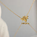 Collares Mujer White Cat Eye Stone Casting Small Bee Necklace Plated 18K Gold  Stainless Steel Choker Women Jewelry Necklace