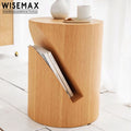 WISEMAX FURNITURE Nordic Style Natural Wooden Side Table Round Sofas End Small Coffee Tea Table Magazine Side Table