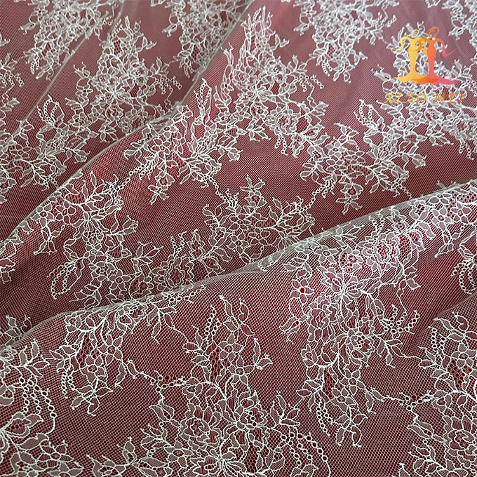 Factory Price 100% Polyester French Bridal Eyelash Lace Fabric XM-FL0080