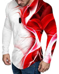 All Over Digital Printed Knitted Polyester Long Sleeve Quick Dry T-Shirt for Men