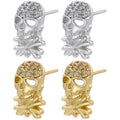 EC1921 Earring Findings Accessories Mini Tiny Gold CZ Skull Post Stud Earring Post with Connector Open Ring Loop