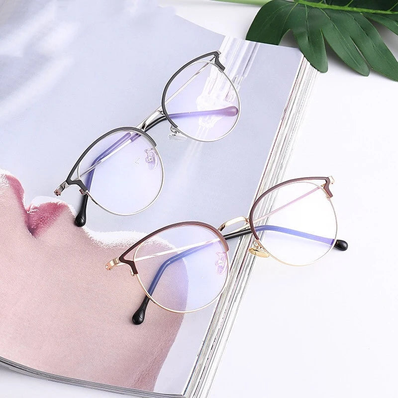 2020 Designer Stock Retro Cat Eyes Glasses Metal Optical Frames Women Eyewear Anti Blue Light Cateye Sunglasses
