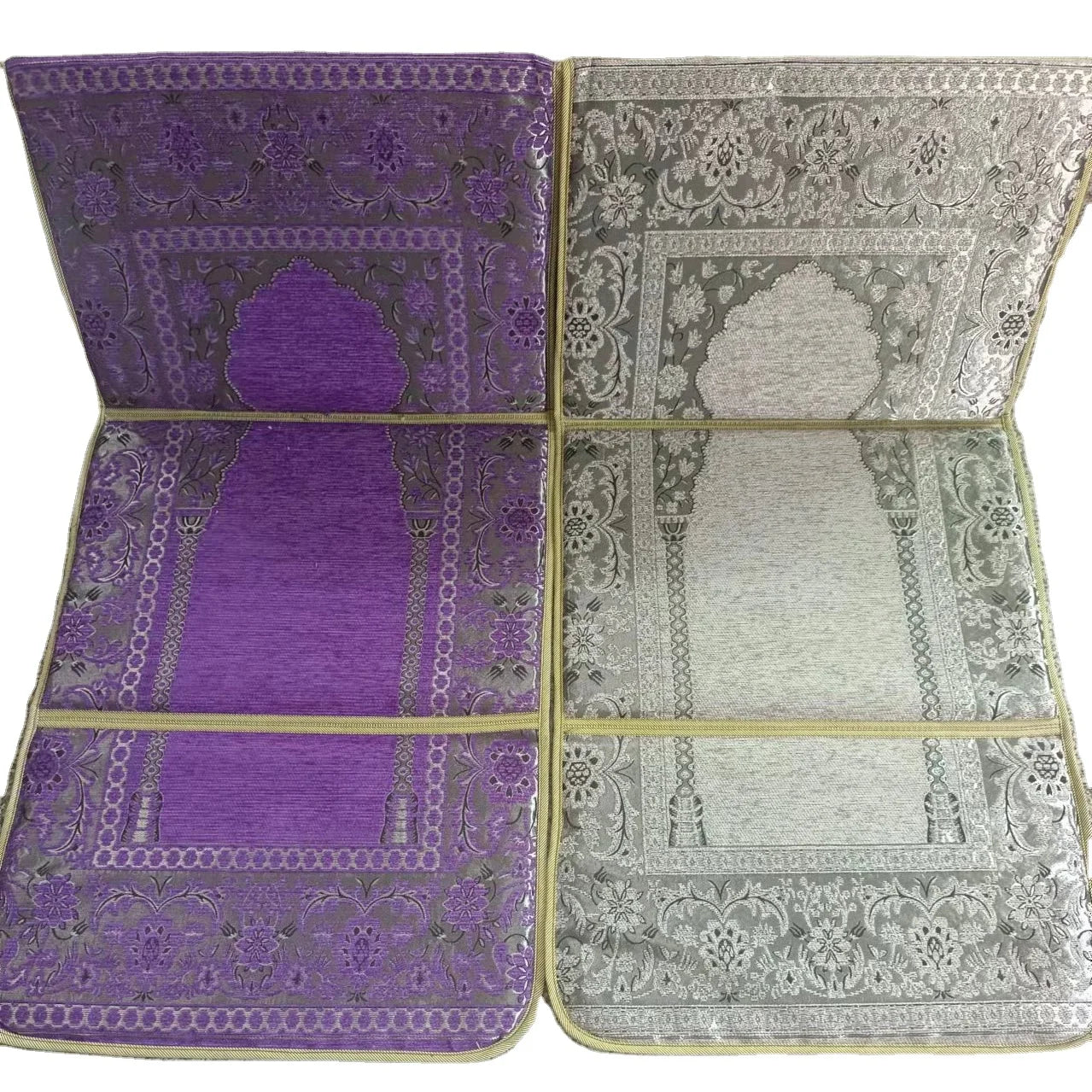 Handmade Polyester Islamic Foldable Praying Mat Comfortable for Knees with Back Support Wholesale Muslim Prayer Rug