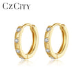 CZCITY Cz Huggie Ear Ring Simple Silver Korean Woman Earing 925 Sterling Trendy Diamond Gold Hoop Earrings