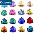 Oleeya 5A Top Quality Crystal Glass Sew on Rhinestones Flatback Over 20 Colors Fat Triangle Sew on Crystals Costume Decoration