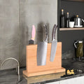 Metal Knife Organizer  Powerful Double-Sided Wooden Magnetic Bamboo Knife Block for Home Restaurant Kitchen Roll Bag Accessory