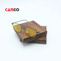 Men's Fashion UV400 Sunglasses Small Oval Black Lenses with Gold or Silver Metal Frame Sun Glasses