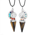 Pendulum Pendant Tree of Life 7 Chakra Pendant Healing Crystal Hexagonal Bullet Point Crystal Gift Children's Accessories 10pcs
