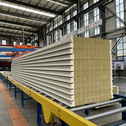 Industrial Customized Fireproof Rock Wool Sandwich Panels 50-150mm Thickness 80-120kg/m Density PU Sealing Color Coated