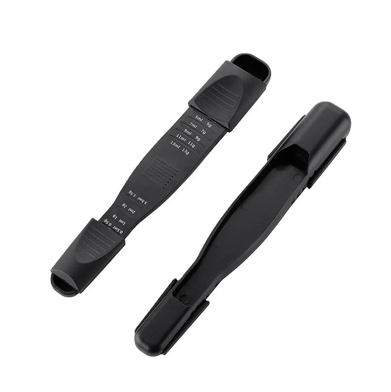 Hot Sale Creative Double End Mini Plastic Black Color Coffee Spoons Scale Nine Stalls Sugar Adjustable Measuring Spoon