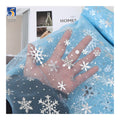 YX887 100% Polyester Silvery White Snowflake Printed Fabric Frozen Mesh Elsa Princess Dress Children's Dress Blue Tulle Fabric