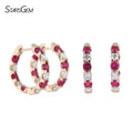 Lab Grown Diamonds Mix Lab Grown Ruby Hoop Earrings 14k Gold Diamonds Def Vs Confetti Round Diamond Ruby Hoops Earring
