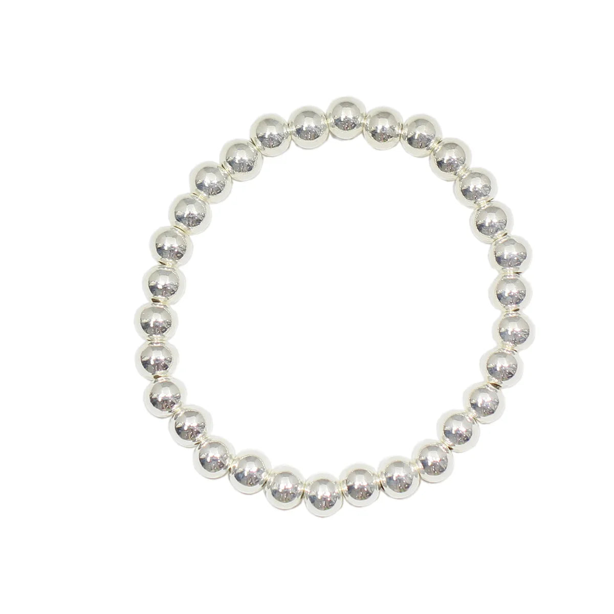 Beadsnice Silver Beaded Stretch Bracelet Stackable Bracelets