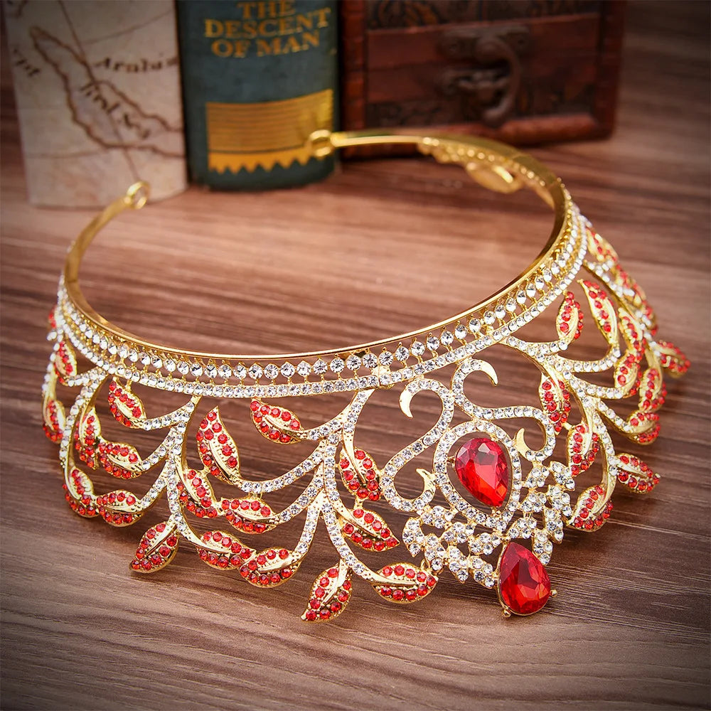 Wedding Headdress Crown Leaves Diamond Inlaid Luxury Baroque Hair Accessories Bridal Crown Headband Tiaras