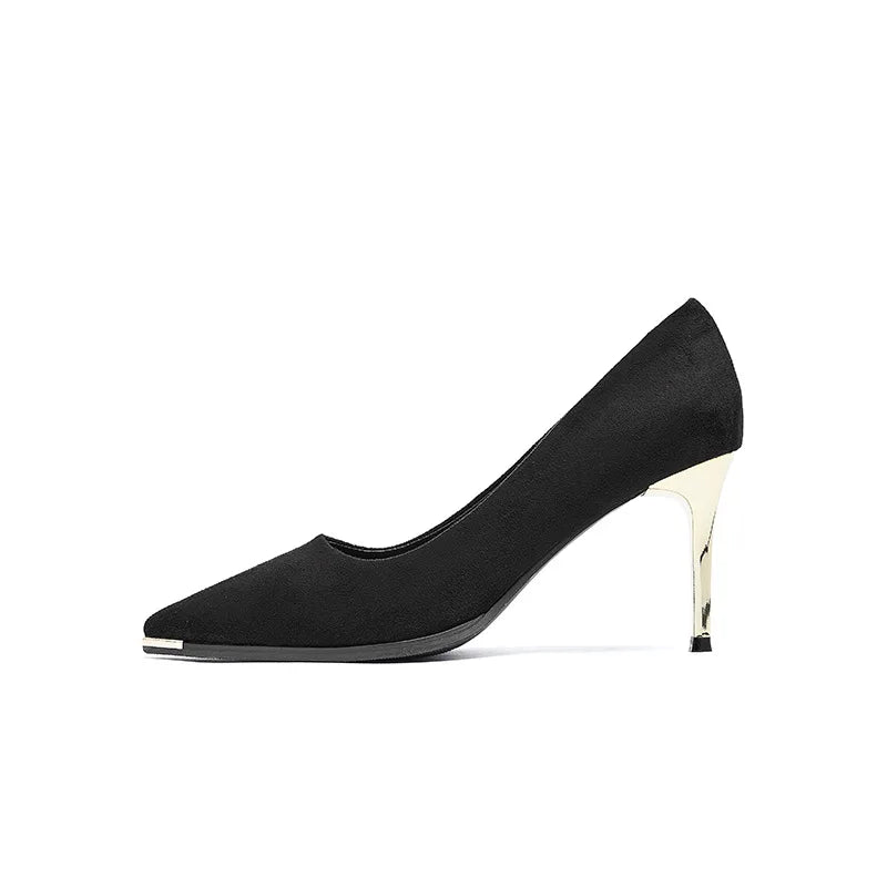 Black High Heels Women's New Spring and Summer Pointed Toe Stiletto French Royal Sister Shallow Professional Shoes