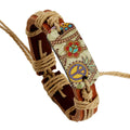 Unisex Hemps Rope Woven Cow Leather Bracelet Vintage Style Twine Bangle Gift
