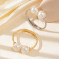 Wholesale Double Big Pearl Open Bangles Gold Silver Spring Hinged Faux Pearl Cuff Bracelets Trendy Minimalist Women Jewelry