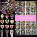 GREENKEM 2022 3D Nail Art Rhinestone Crystal Luxury Brand Name Logo Designer Nail Art Charms Jewelry Alloy Zircon Nail Charms MegaBDM
