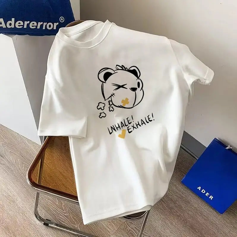 2024 Cotton New Rabbit Pattern Short Sleeve T-shirt Male and Female Couples the Same Style Can Accept Custom Woman Clothes