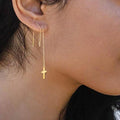 Wholesale Gold Filled 3161 Stainless Steel Mini Cross Chain Charm Jewelry Earrings