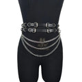 Punk Black Leather Body Chain Belt Layered Body Jewelry Harness for Women Goth Accessories Rave Outfits for Girls
