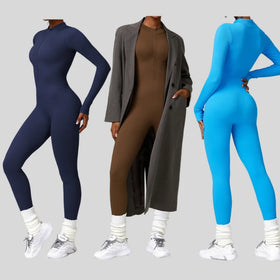 2023 Women's Casual Fitness Yoga Jumpsuit Long Zipper High-Strength Belly Contracting Tight Workout Sports Clothes