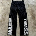 Streetwear Custom Printing Letter Vintage Men's Baggy Loose Blank Jogger Pants Side Zipper Open Leg Bottom Men Flared Sweatpants