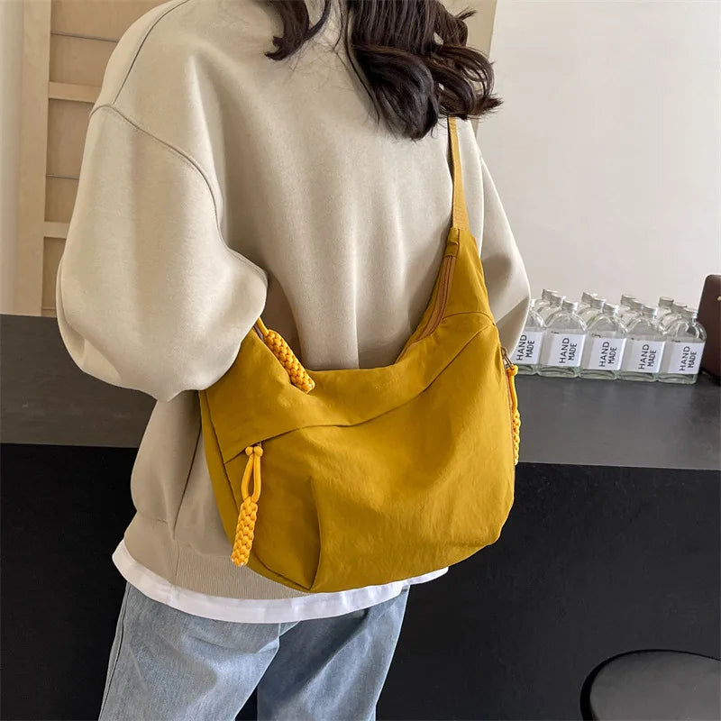 Women Casual Crossbody Bags Nylon Fabric Multi Pockets Large Capacity Shoulder Hobo Bag Fashion Messenger Bag
