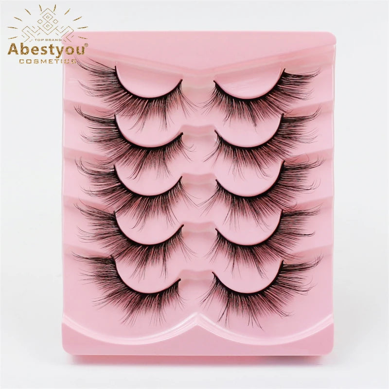 Abestyou Natural Silk Angel Wing Eye Lashes Foxy Winged Cat Eye Lashes Multi-Packaged Faux Mink Eyelashes Full Strip Eyelashes