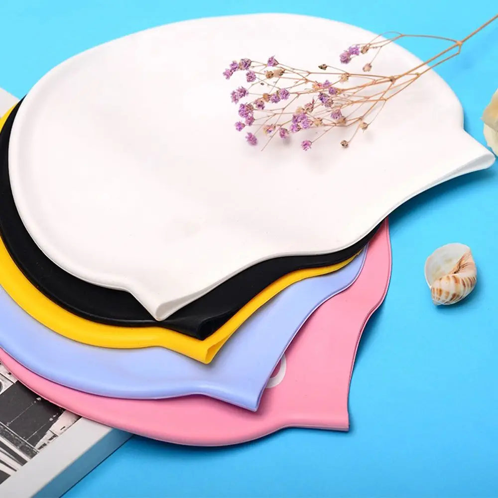 Wholesale High Elastic Silicone Swim Cap Durable 50g 55g 60g Waterproof Colorful Swimming Hat for Kids Adults Sports Accessories