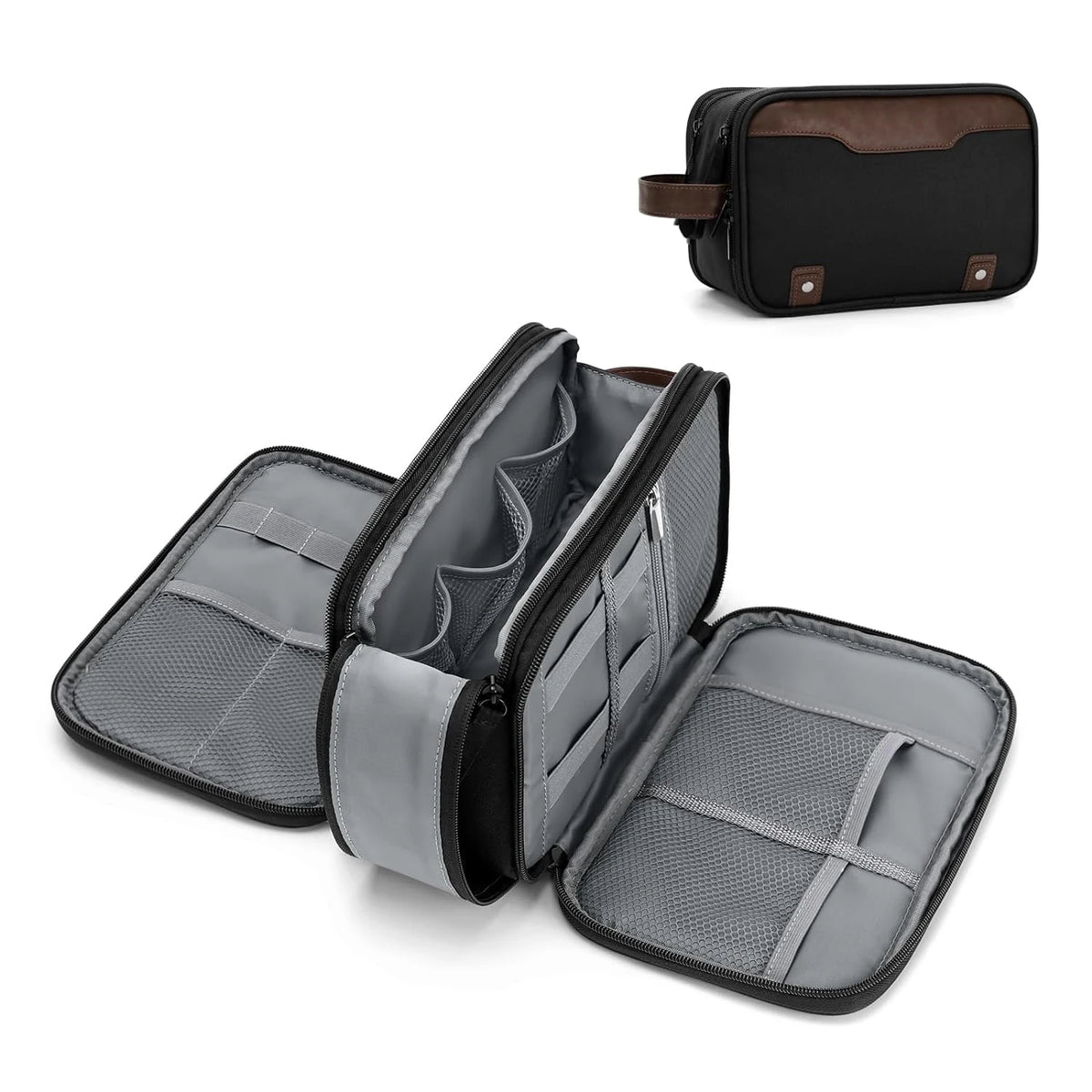 Toiletry Bag for Men Extra Electronic Organizer Bag Waterproof Travel Bag for Toiletries with PU Handle for Travel Business