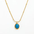 18K Gold Plated Blue Natural Stone Necklace Pendant  Stainless Steel  Necklace Design Jewelry Wholesale JLN0017