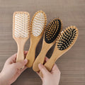 Biodegradable Natural Bamboo Wood Scalp Massage Air Cushion Paddle Hair Comb Detangling Hair Brush