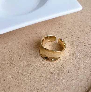 Women's Antique Chunky Stainless Steel Rings Widen Joker INS Style with Irregular Personality Trendy Wholesale Jewelry