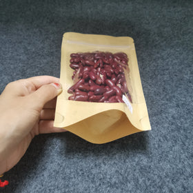 One Side of Kraft Paper the Other Transparent Bag /Food Snack Dried Fruit Nut Bag with Zipper Kraft Paper Transparent Pouch
