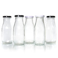 Wholesale Small Batch 200ml 6.7oz Glass Milk Bottles With Lids Vintage Breakfast Shake Container