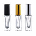 HeLun 5ml Screw Neck Clear Square Glass Perfume Bottle with Gold Black Silver Aluminum Sprayer Cap