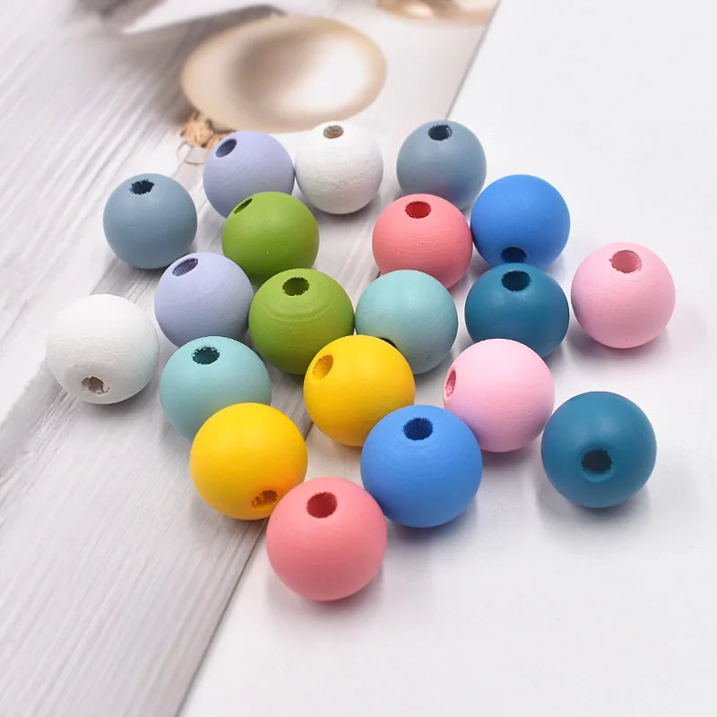 High Quality Colorful Wooden Beads Loose Mesh Balls for DIY Bracelet & Necklace Jewelry Accessories