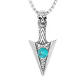 Hip Hop Gothic Turquoise Jewelry Vintage Stainless Steel 3D Design Skull Triangle Arrow Spearhead Pendant for Necklace