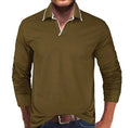 New Men Long Sleeve Solid Color V-neck Polo Collar T-shirt Golf Polo Shirt Men's Pullover T-shirt