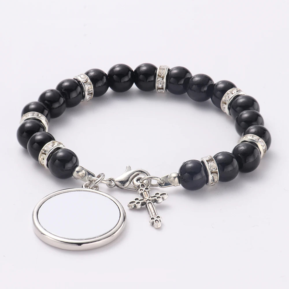 Beads Cross Catholic Rosary Bracelets Rosary Religious Bracelets Factory Direct Sale Sublimation Rosary Bracelets