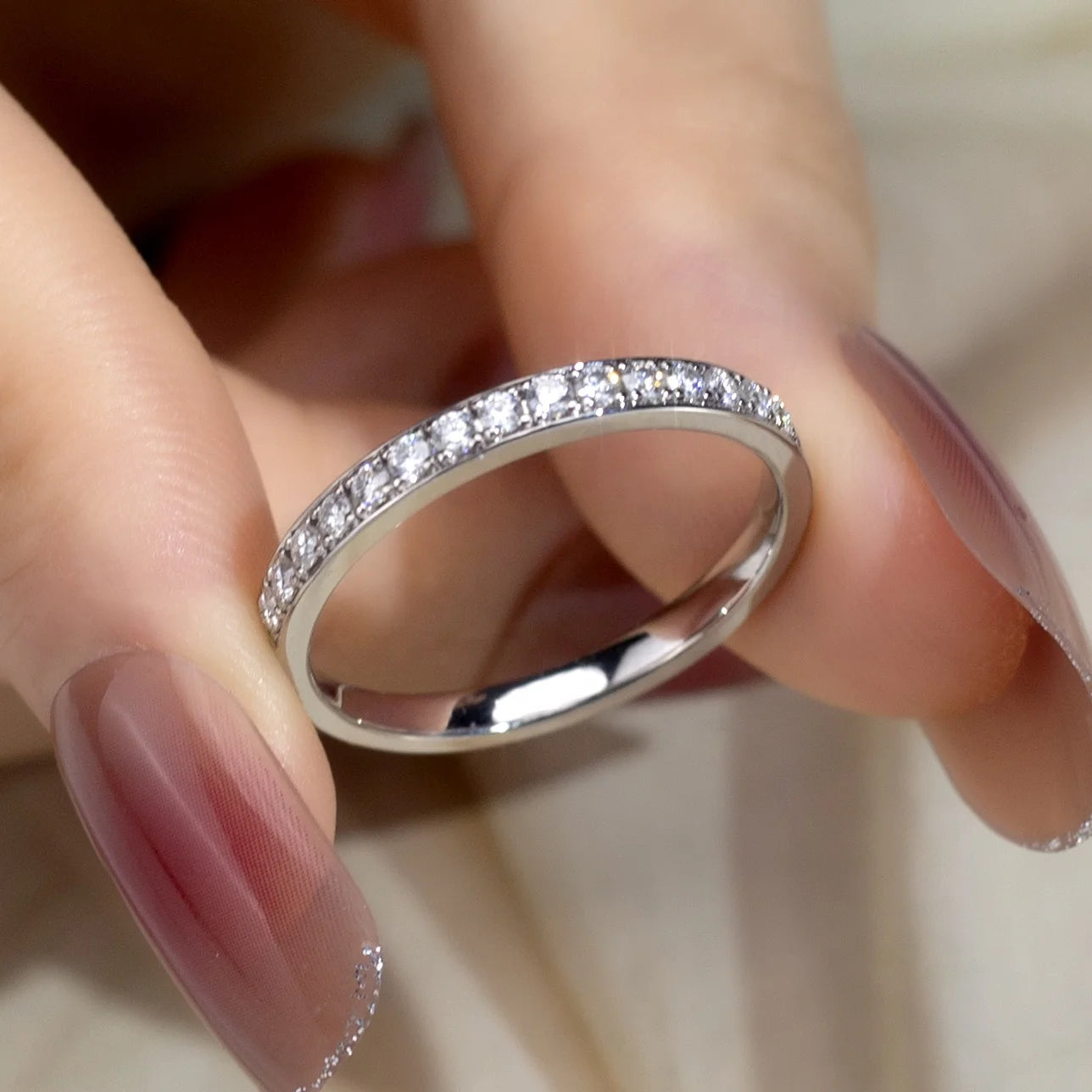Messi Jewelry 14K Lab Diamond Ring Eternity Ring  Engagement Wedding Band Classic Eternity Ring