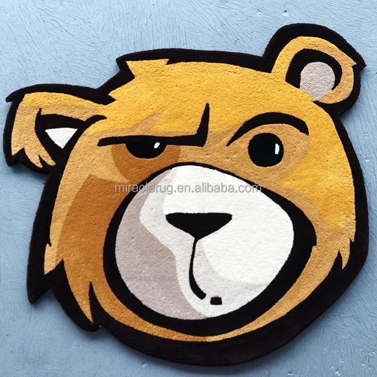 Cute Bear Tufted Rug Cut Out Handmade Children's Room Fashion 3d Carpet Yellow Bear Custom Area Anime Rug for Children's Bedroom