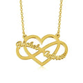 Custom Couple Name Infinity Love Heart Necklace Personalized 925 Sterling Silver Gold Plating Trendy for Parties Anniversaries