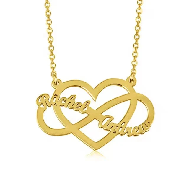 Custom Couple Name Infinity Love Heart Necklace Personalized 925 Sterling Silver Gold Plating Trendy for Parties Anniversaries