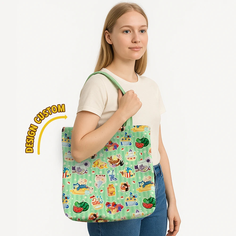 Tote Bag Custom Anime Multi Cotton Shopping Bag Environmentally Friendly and Simple Sports Shoulder Zipper Bag for Day