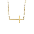 Waterproof 18K Gold Plated Cross Necklace for Women Girls Fashion Stainless Steel Sideways Cross Charm Gold Necklace for Women